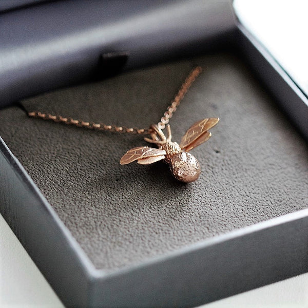 Rose gold bee necklace sales