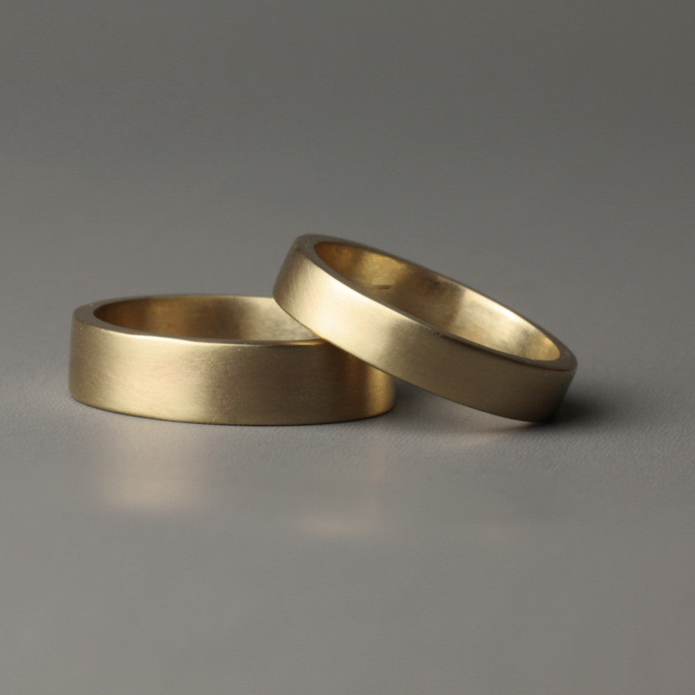 Organic Gold Flat band handmade Wedding Ring