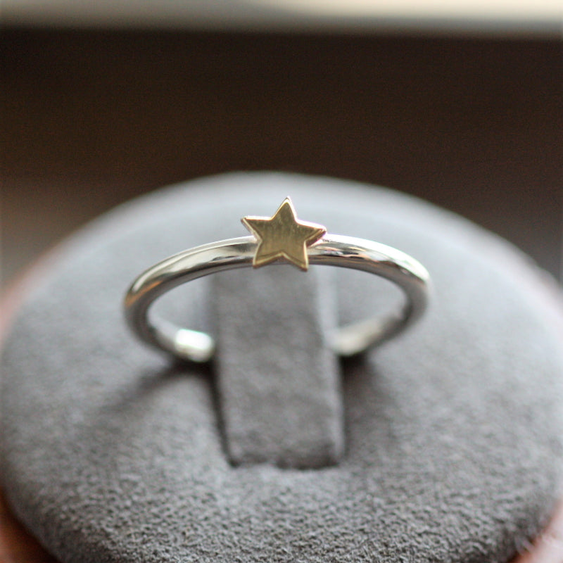Gold Star Stackable Sterling Silver Ring