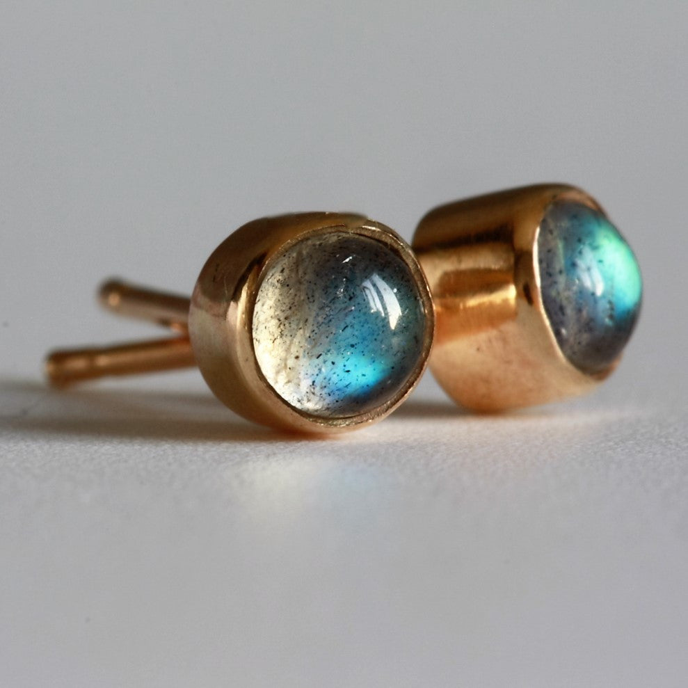  Labradorite Solid Gold Handcrafted Studs