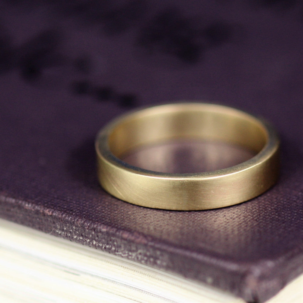 9ct Sold Gold Organic Flat Band Wedding Ring