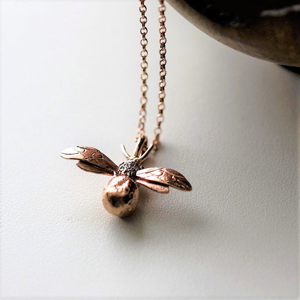 Rose Gold Bumble Bee totem Necklace pretty wild jewellery