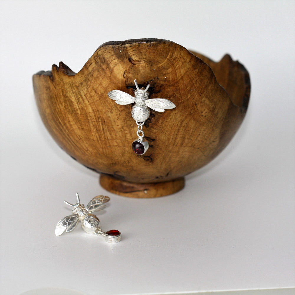 handmade sterling silver gemstone bumblebee designer brooch pin