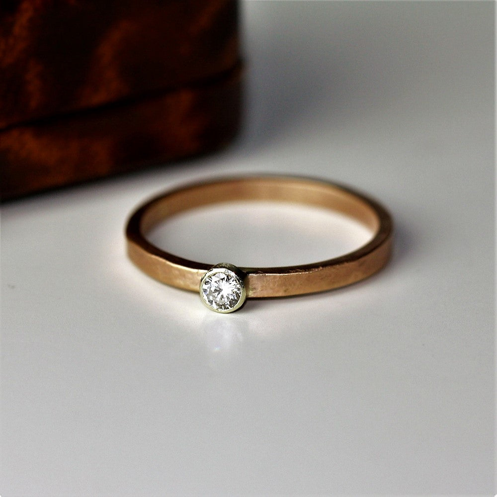 organic rose gold diamond engagement handmade ring band