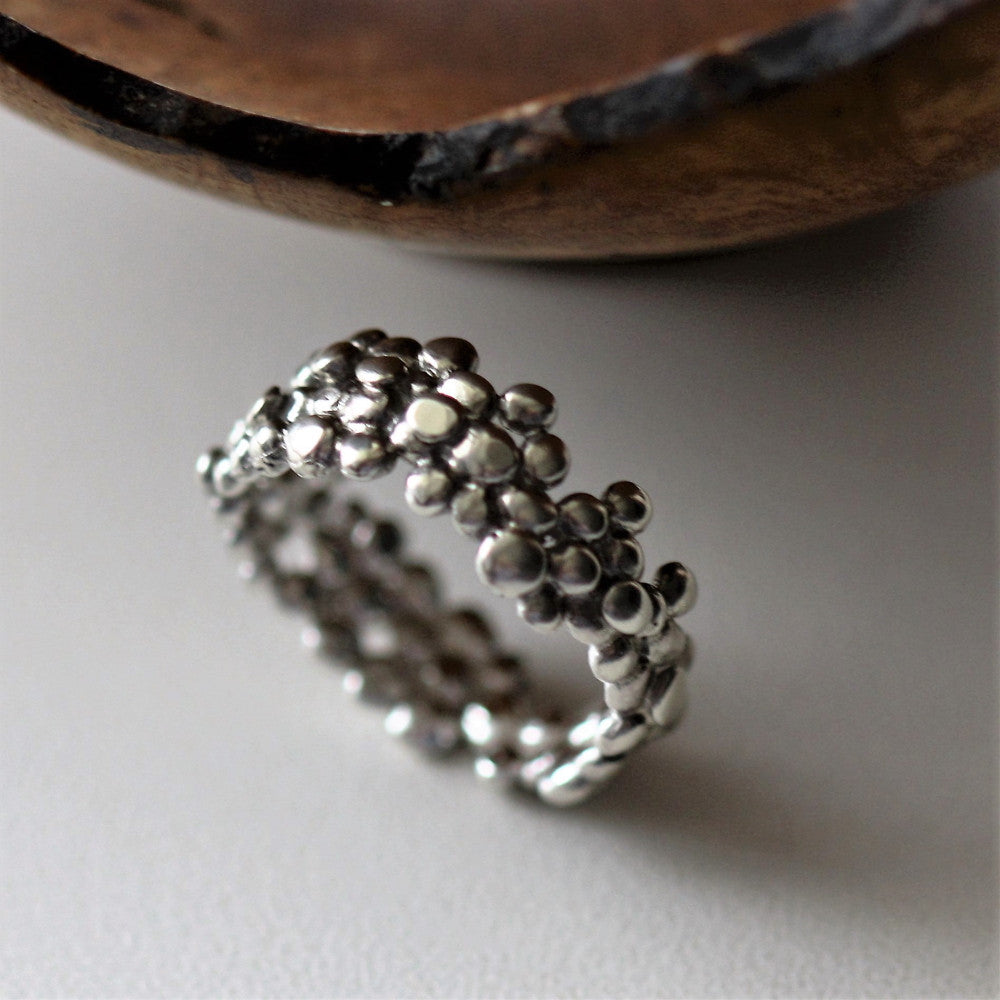 Silver handmade pebble ring