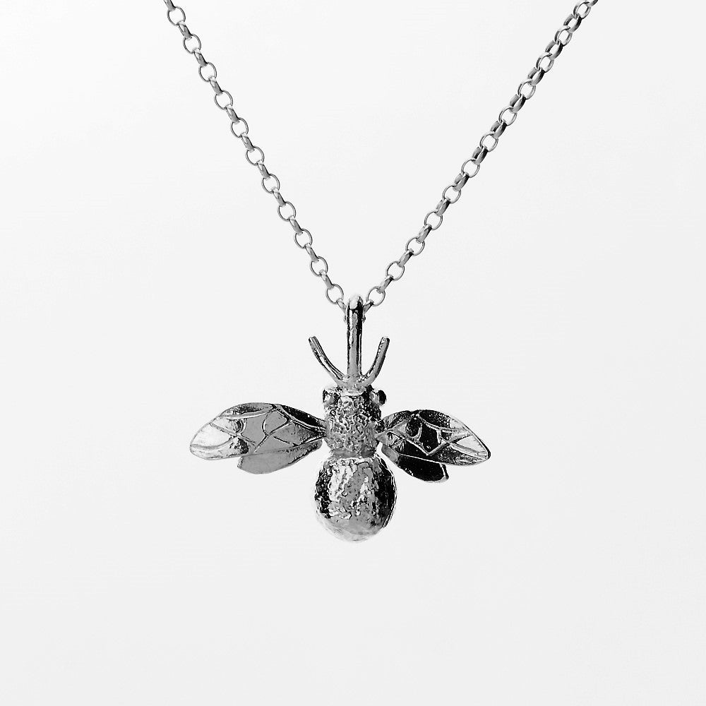 Handmade sterling silver bumble bee necklace