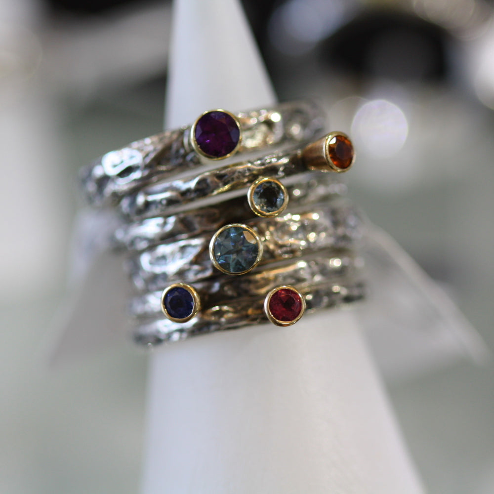 Artisan sterling silver stackable rings