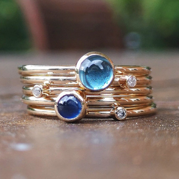  Sapphire gold birthstone stacking rings