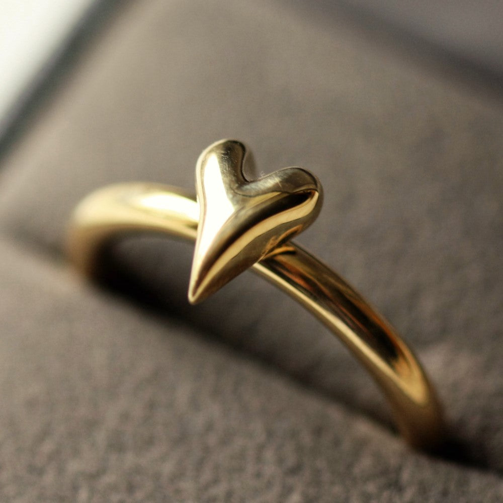 Chunky Solid Gold Heart Ring