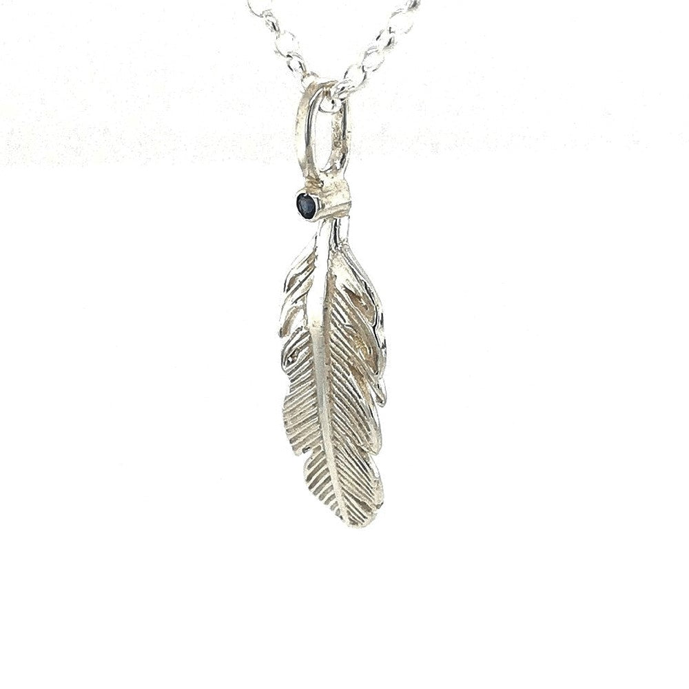 Angel Feather birthstone silver necklace
