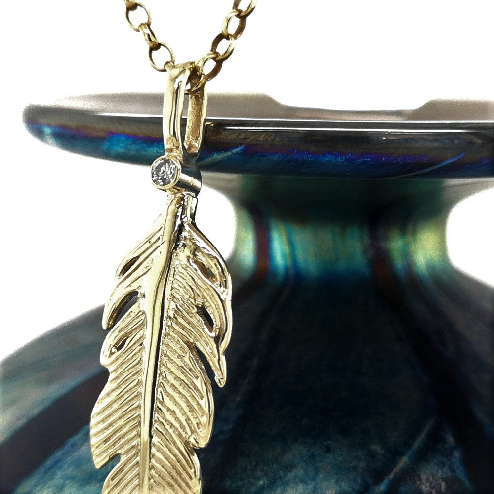Diamond and 9ct Gold Angel Feather Pendant