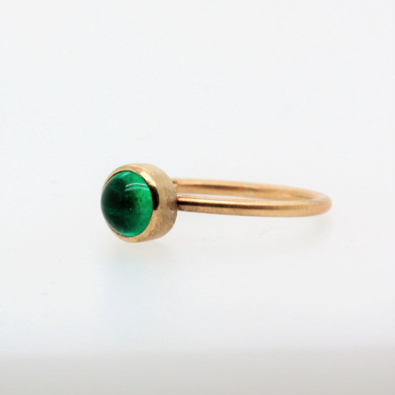 Emerald Wild Flower Gold Ring - 6mm