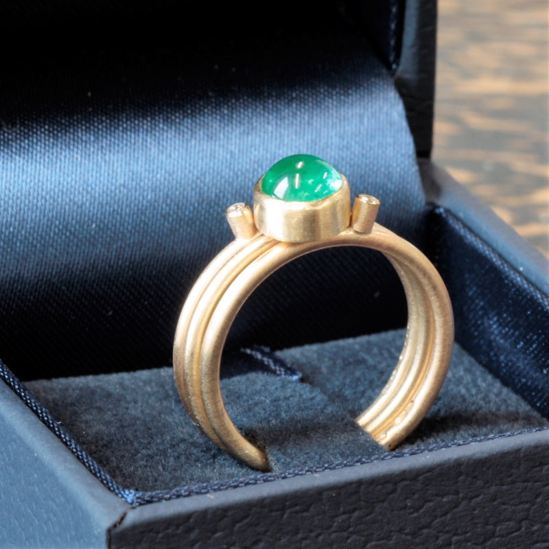 Emerald Birthstone Gold Midi Stacking Ring Set