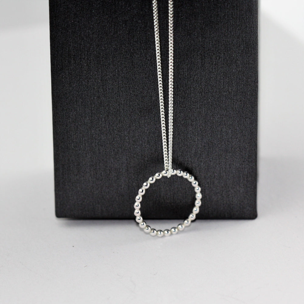 Circle pebble handmade silver dainty necklace