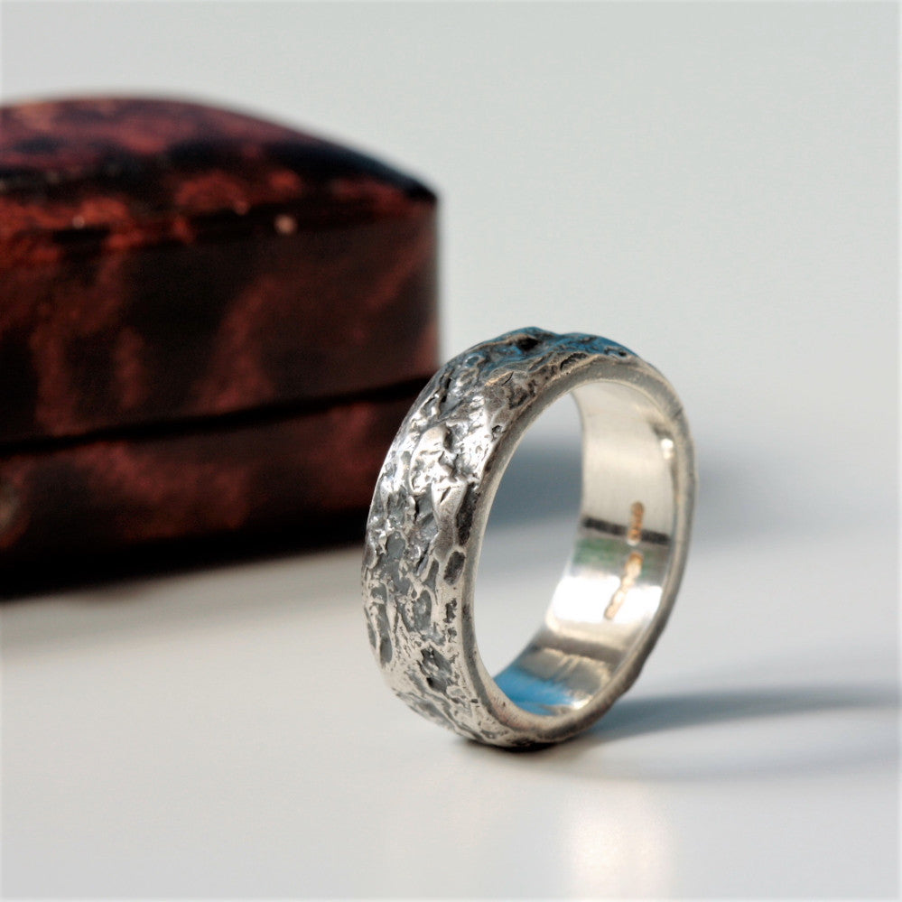 Rustic Oxidized Wide Silver Treasure Handmade Ring