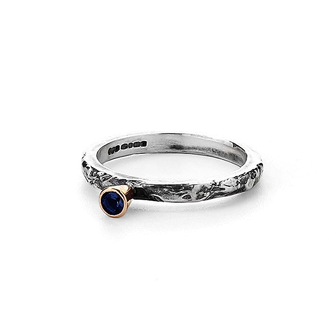 Sapphire Solitaire gold and Silver treasure ring 