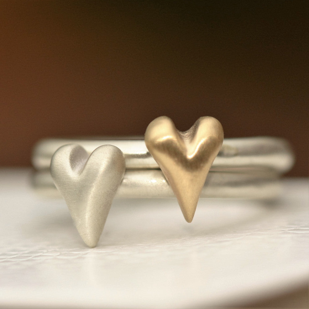 Gold Heart Silver Halo Ring