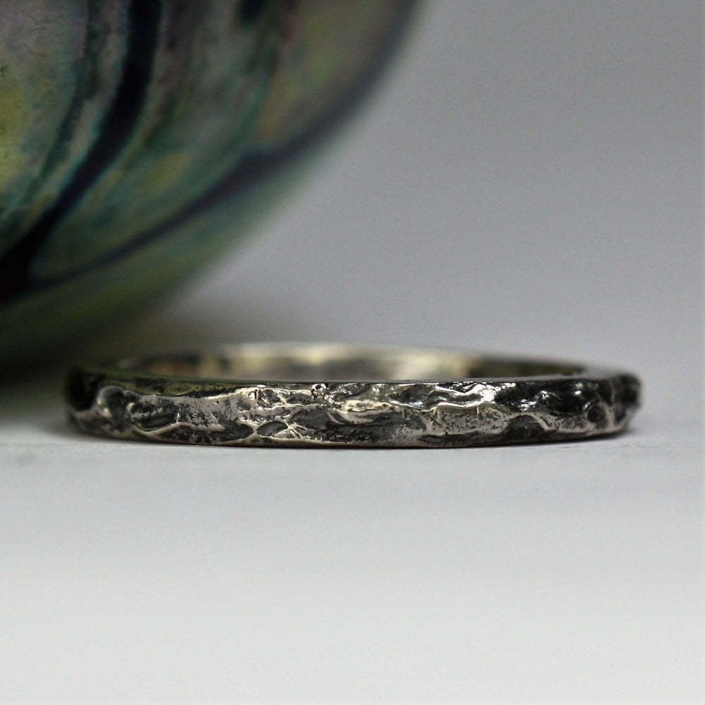 handmade textured and oxidized silver Treasure ring
