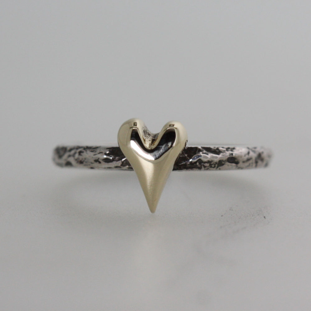 Unusual Solid Gold Heart Ring