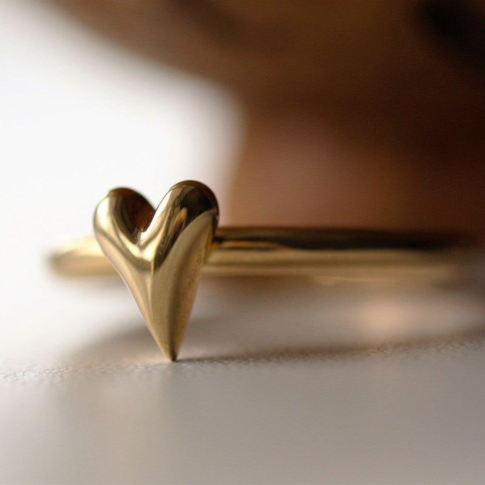 Handmade gold heart ring band