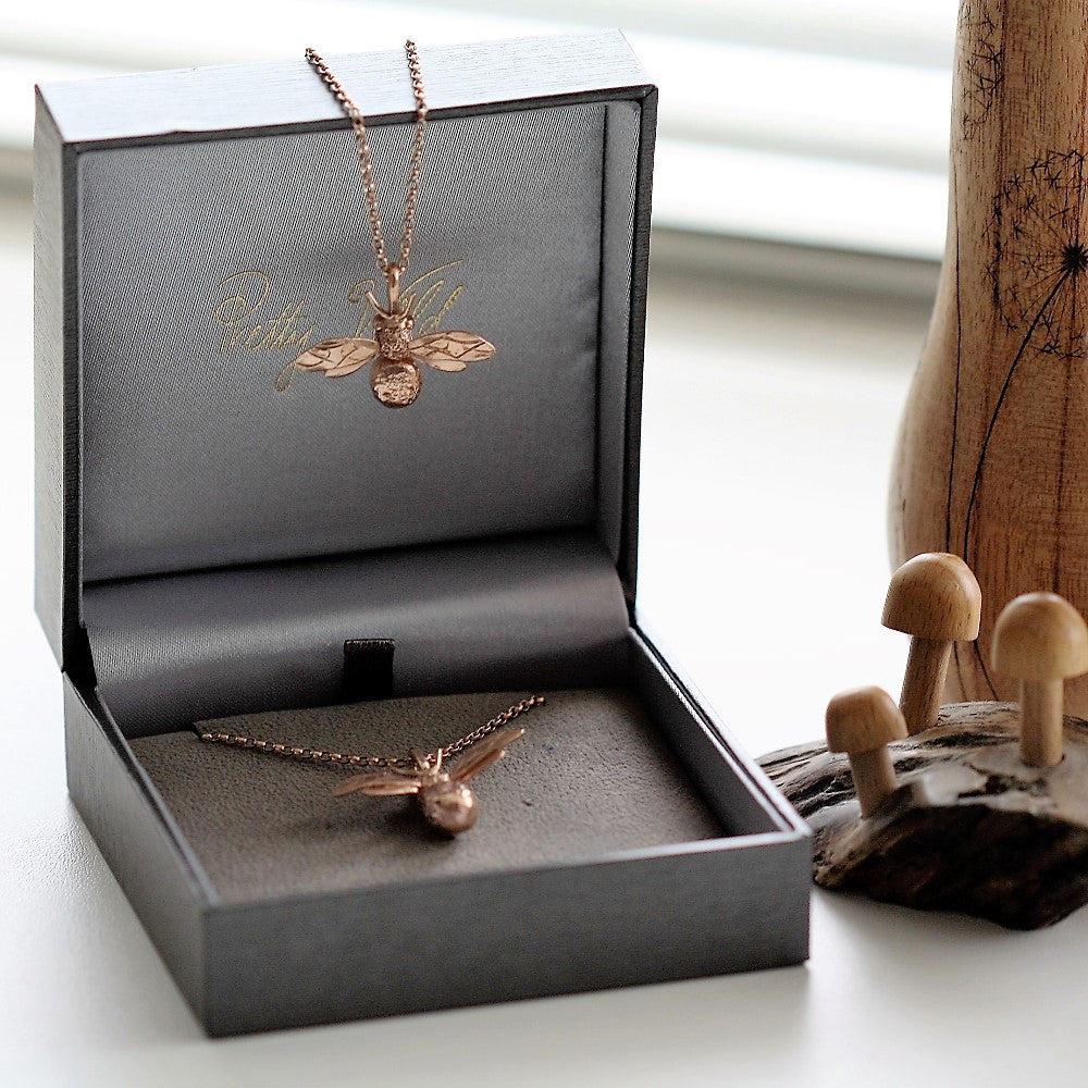 18ct Rose gold gilded silver handmade Bee necklace
