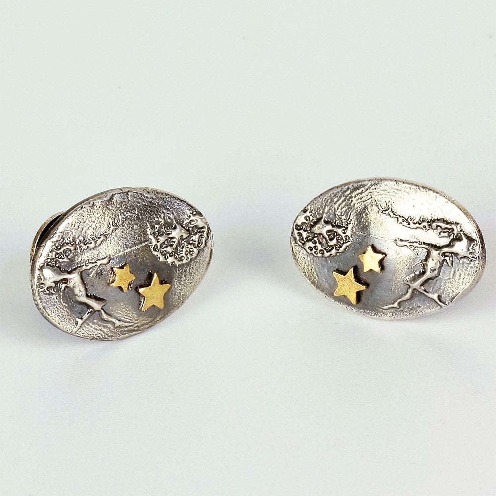 luxury statement fairy cufflinks Dancing with Dandelions with added gold stars