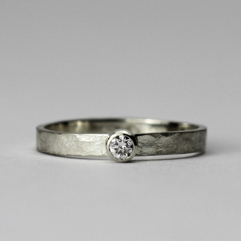 White Gold Rustic Diamond Engagement Ring