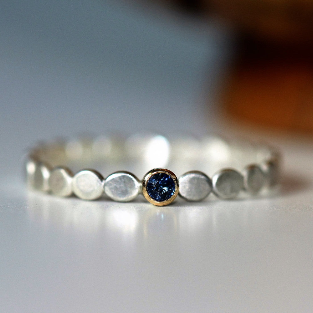 Sapphire September birthstone dainty stackable ring