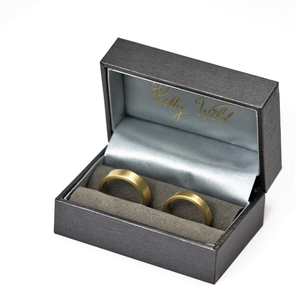 Flat Gold Rustic Wedding Ring Band - 4mm