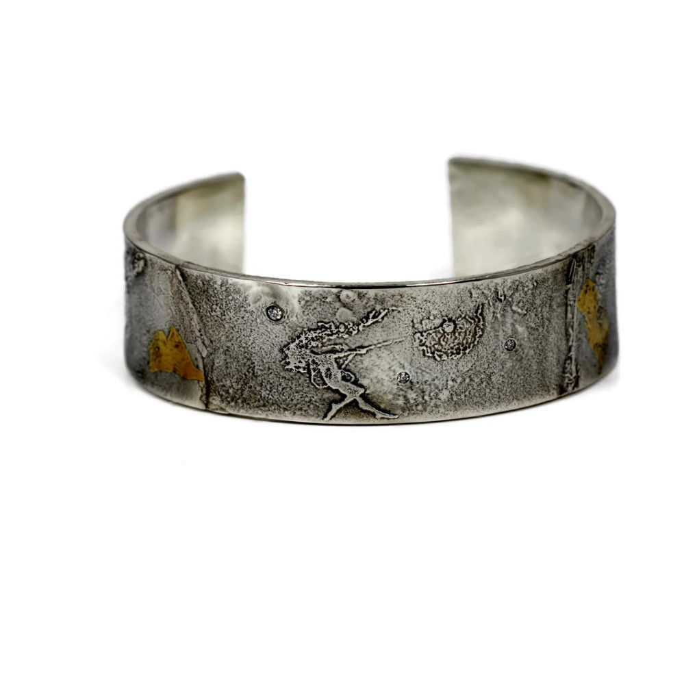 dancing with dandelions faerie cuff bracelet with diamonds and gold