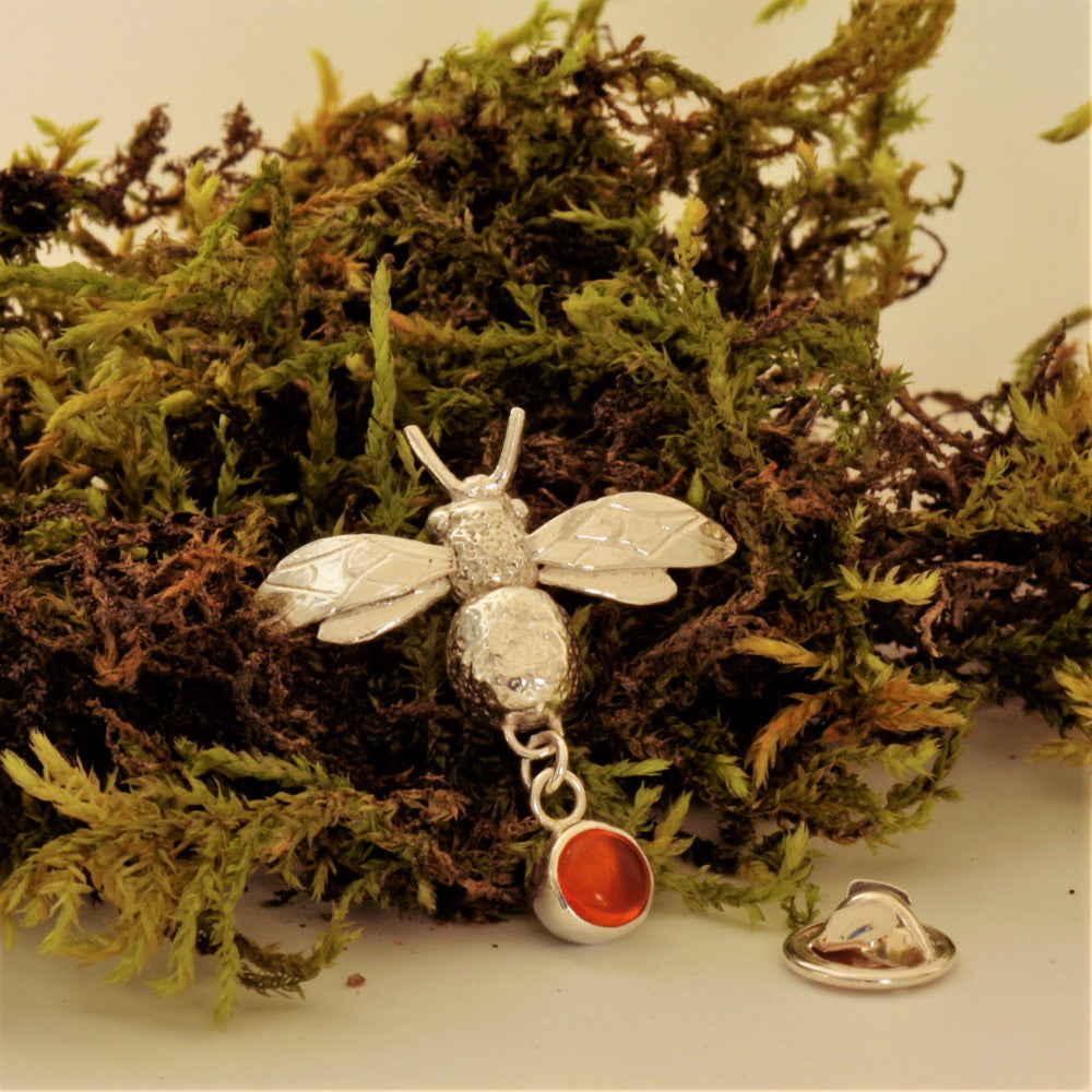 handmade silver bumble bee pin brooch