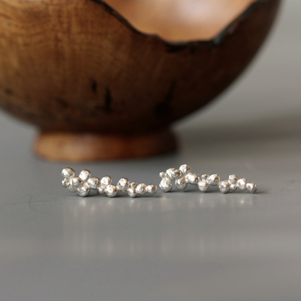 unusual designer pebble silver earrings