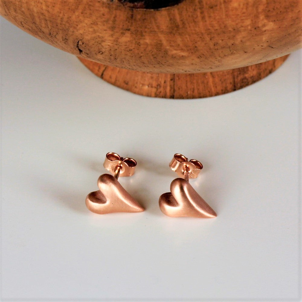 9ct rose gold wild at heart brushed finish studs