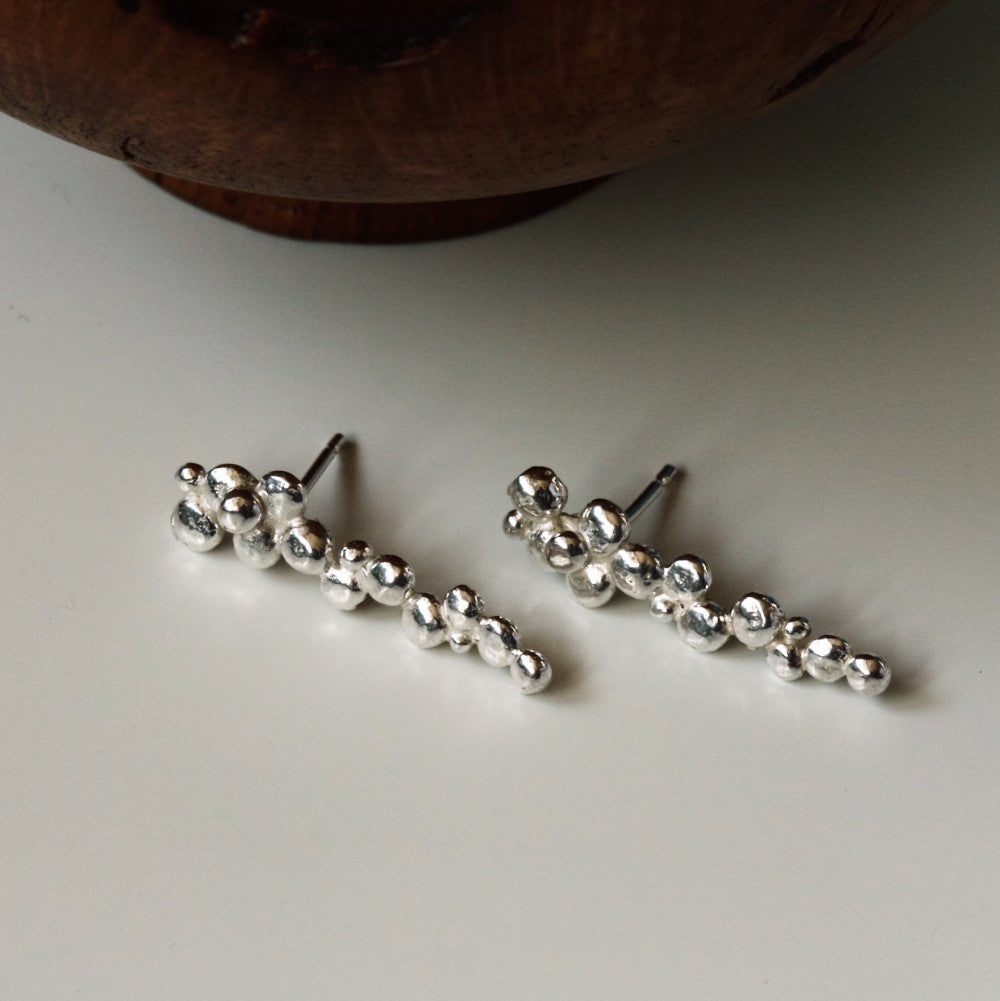 unique handmade silver beach pebble stud earrings
