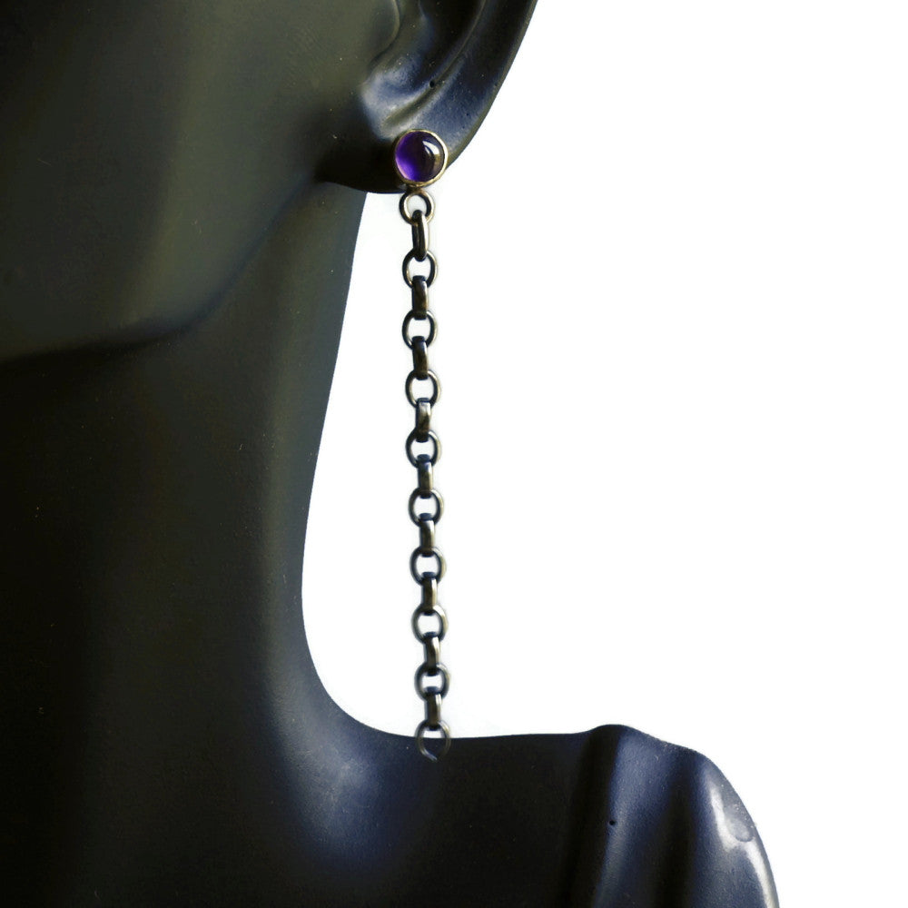 Long chain Gemstone Blossom Earrings