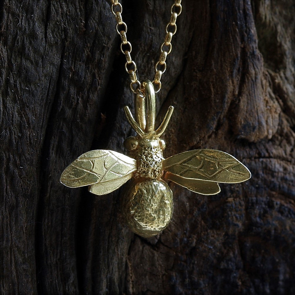 Gold bumble bee designer necklace