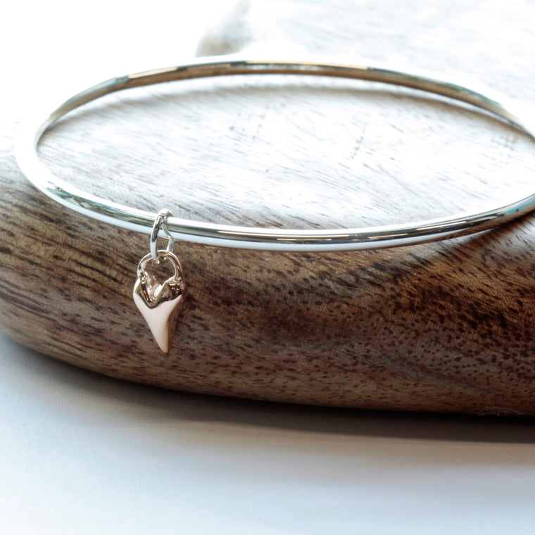 Solid Gold Heart and Silver Bangle