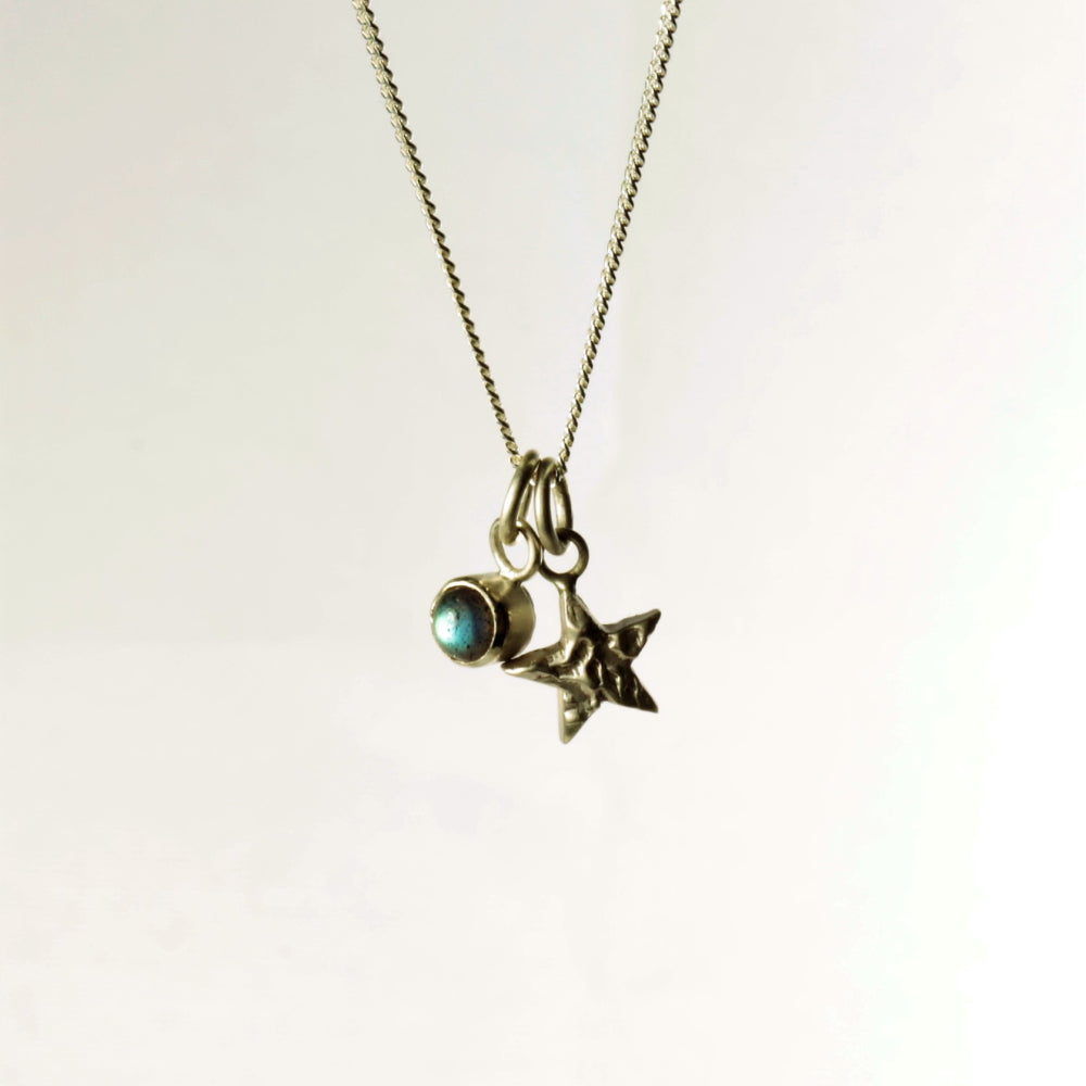Mini silver Star and Labradorite charm necklace 