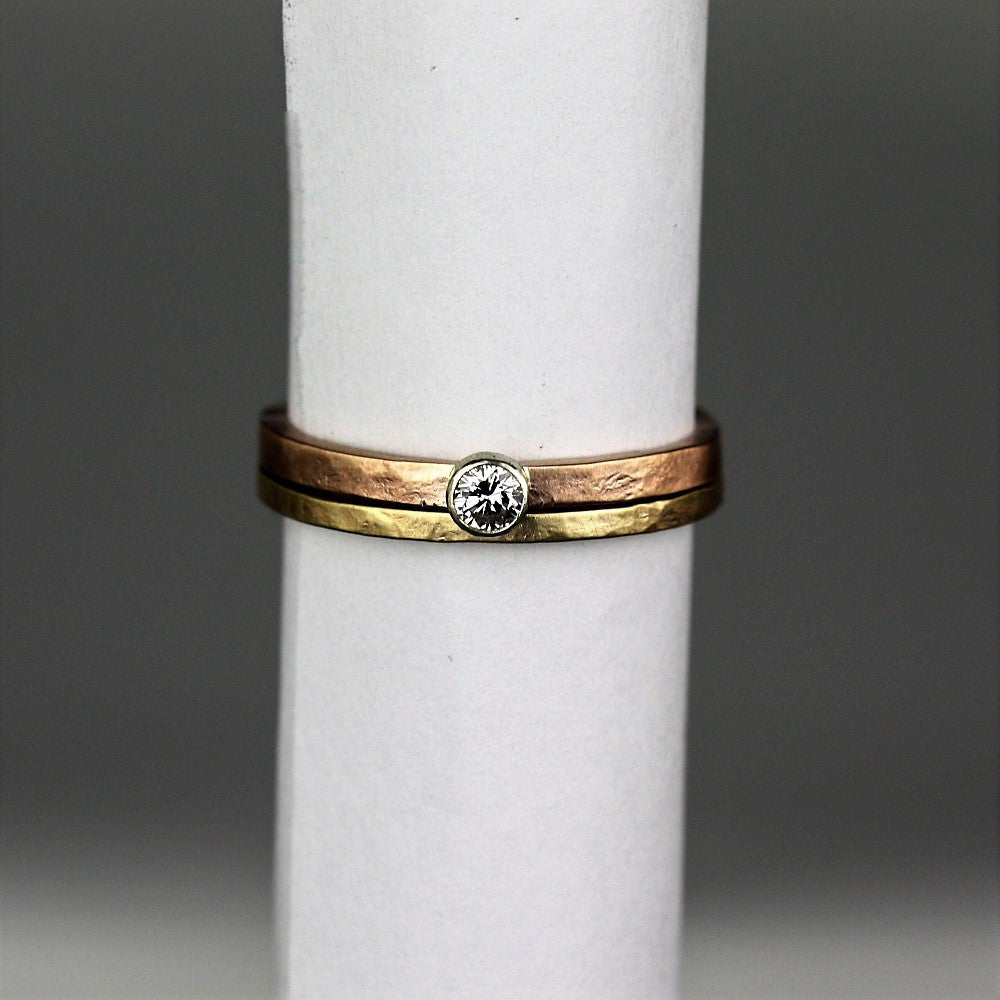 diamond rose gold Engagement ring & dainty gold ring