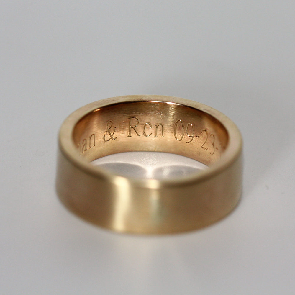 Personalised Wide Gold 8mm wedding ring band 