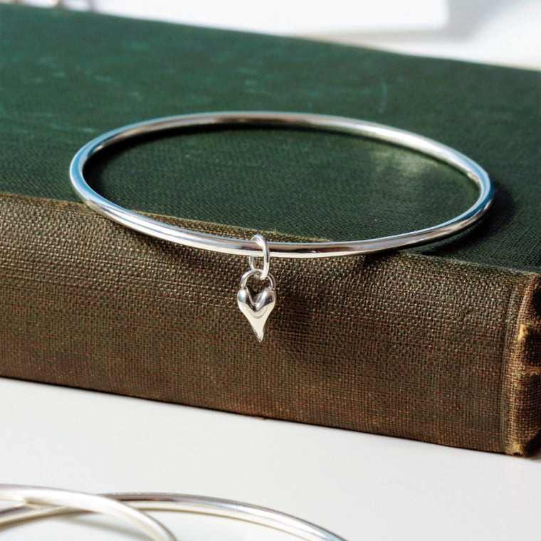 sterling silver heart bangle