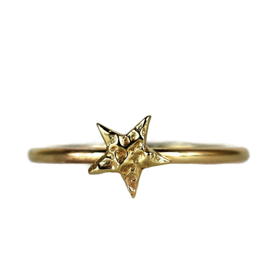 Solid gold Universe textured star stacking rings