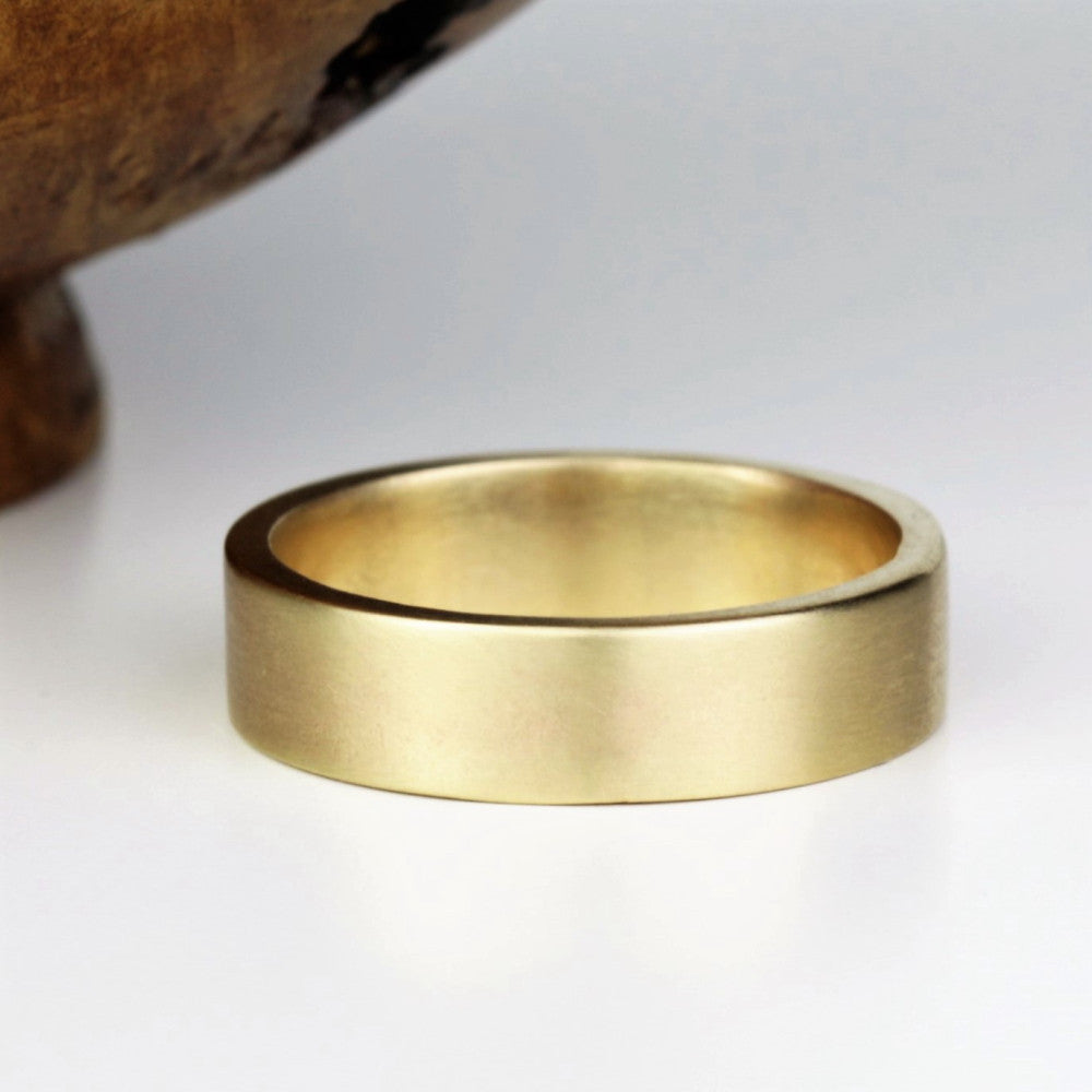 Engravable Wide Gold Wedding Ring