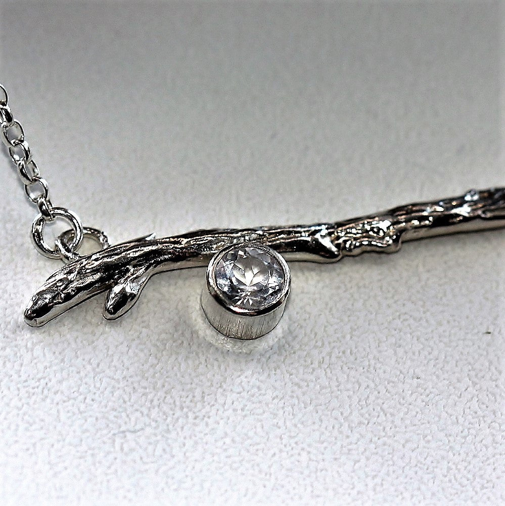 Sterling silver & Topaz Twig Handmade Necklace