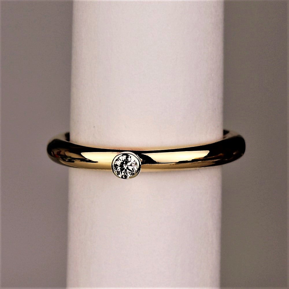Solid Gold solitaire diamond mixed metal handmade ring band
