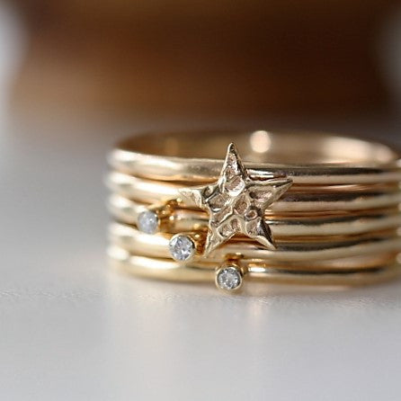 designer universe gold star and diamond stacking rings