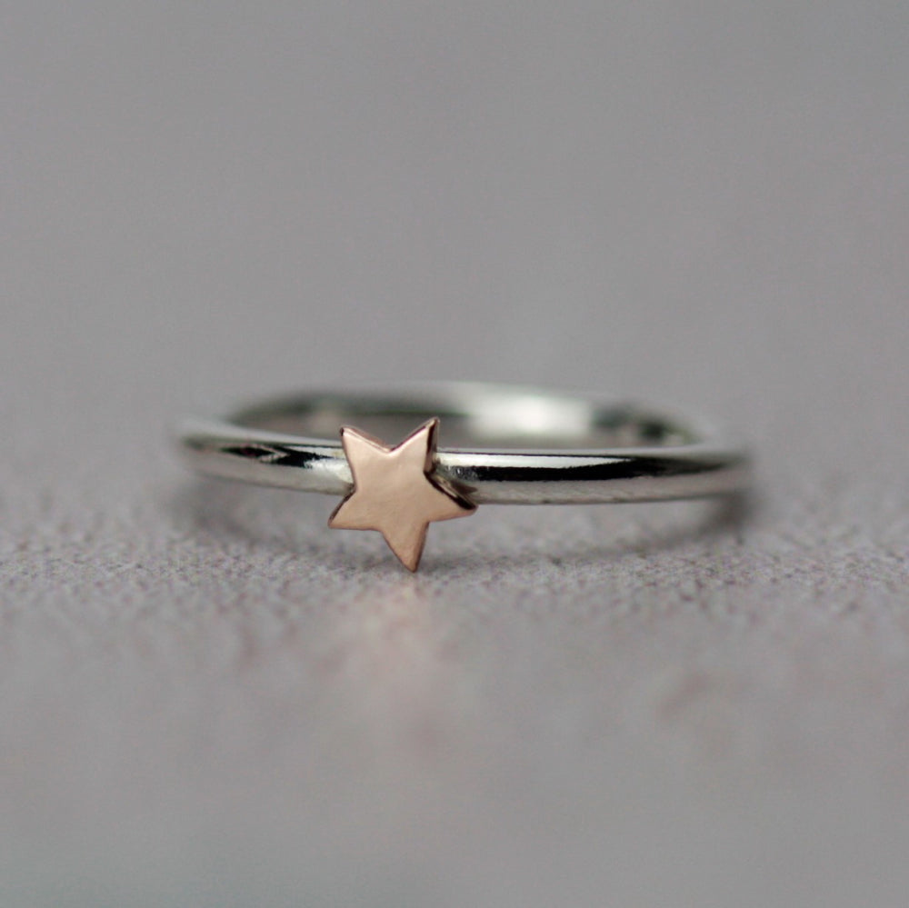 Rose Gold Star Sterling Silver Stackable Ring