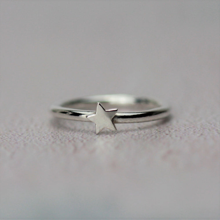 Star Stackable Silver Ring