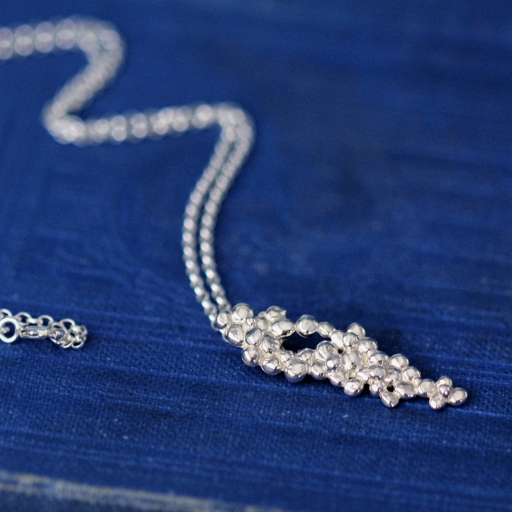 designer silver handmade pebble necklace