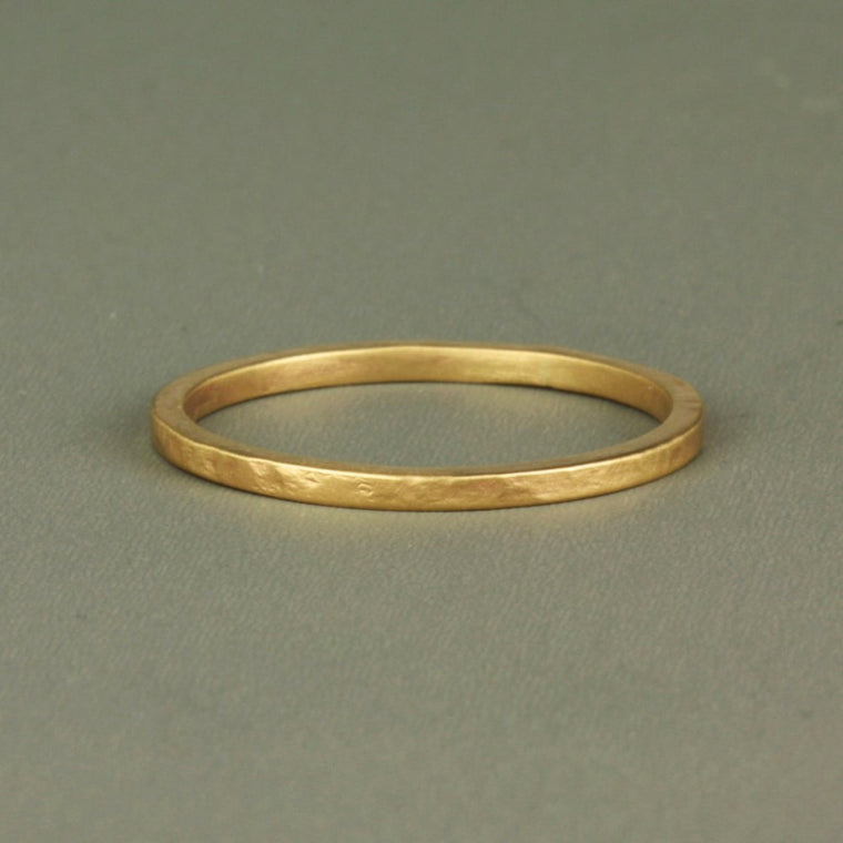 Skinny organic 9ct gold textured ring band